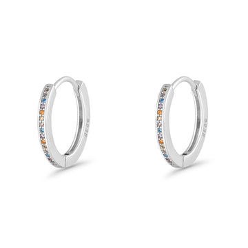 Round 20mm Multicolor Cubic Zirconia Huggie Hoop Earrings 925 Sterling Silver Wholesale